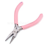 45# Carbon Steel Jewelry Pliers, Round Nose Pliers, Polishing, Pink, 12.2x7.2x0.85cm(PT-L007-28)