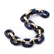 Handmade Acrylic Cable Chains, with CCB Plastic Linking Rings, Prussian Blue, Links: 24x18x5mm and 19x12x4.5mm, 39.37 inch(1m)/strand
(AJEW-JB00658-05)