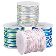 Elite 4 Rolls 4 Colors Segment Dyed Nylon Thread Cord, Rattail Satin Cord, for DIY Jewelry Making, Chinese Knot Making, Mixed Color, 1mm, about 50 yards/roll(NWIR-PH0002-14A)