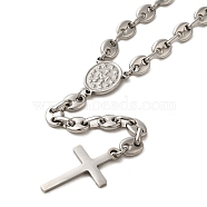 202 Stainless Steel Rosary Bead Necklaces, Coffee Bean Chain Necklaces, Stainless Steel Color, 26.38 inch(67cm)(STAS-A100-09P)