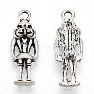 Tibetan Style Alloy Pendants, Cadmium Free & Lead Free, Human Charms, Antique Silver, 22.5x8x2.5mm, Hole: 1.6mm(PALLOY-T075-185AS)