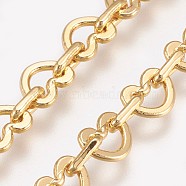 Brass Heart Link Chain Necklaces, with Lobster Claw Clasps, Long-lasting Plated, Real 18K Gold Plated, 21.8 inch(55.5cm)(NJEW-O101-01G)