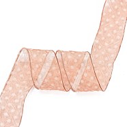 20 Yards Polyester Mesh Ribbon, Pleated Polka Dot Ribbon for Wedding, Gift, Party Decoration, Dark Salmon, 1-5/8 inch(42mm), about 20.00 Yards(18.29m)/Roll(SRIB-P021-E03)
