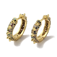 Rack Plating Brass Micro Pave Cubic Zirconia Hoop Earrings, Long-Lasting Plated, Lead Free & Cadmium Free, Real 18K Gold Plated, 19.5x3.5mm(EJEW-R162-38G)