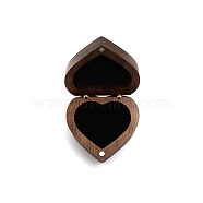 Heart Wooden Ring Boxes, Magnetic Wood Ring Storage Case with Velvet Inside, for Wedding, Valentine's Day, Black, 6x5.5x3.3cm(PW-WG29477-02)