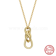 925 Sterling Silver Chinese Knot Pendant Necklaces for Women, Real 14K Gold Plated, 17.72 inch(45cm)(NJEW-F323-01G)