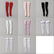 GOMAKERER 16 Pairs 8 Colors Cloth Doll Lace Fishnet Long Socks, for Doll Decoration, Mixed Color, 116~130x20~8x1.5~3.5mm, 2 pairs/color(DIY-GO0002-11)