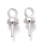 Brass Cup Peg Bails Pendants, For Half Drilled Bead, Silver, 7x3mm, Hole: 1.5mm, Pin: 0.5mm, 100pcs/bag(KK-Z018-01B-S)