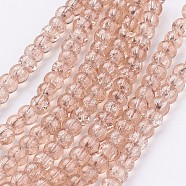 1 Strand Transparent Crackle Glass Round Beads Strands, BurlyWood, 4mm, Hole: 1.1~1.3mm, about 200pcs/strand, 31.4 inch(X-CCG-Q001-4mm-07)
