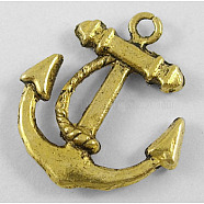 Tibetan Style Alloy Pendants, Anchor, Lead Free and Cadmium Free, Antique Golden, about 20mm wide, 23mm long, hole: 2mm(X-GLF0835Y)