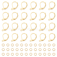 40Pcs Brass Leverback Earring Findings, with Loops & 40Pcs Jump Rings, Long-Lasting Plated, Cadmium Free & Lead Free, Real 18K Gold Plated, 16x10x2mm, Hole: 1.2mm(KK-BC0013-03G)