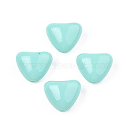 Opaque Acrylic Beads, Heart, Turquoise, 11x13x7mm, Hole: 1.6mm, about 900pcs/500g(MACR-N009-008B)