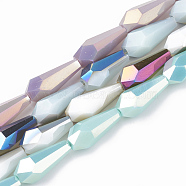 Electroplate Opaque Solid Color Glass Beads Strands, Faceted, Vase, Mixed Color, 14x6x6mm, Hole: 1.2mm, about 50pcs/strand, 27.1 inch(EGLA-T008-12-M)