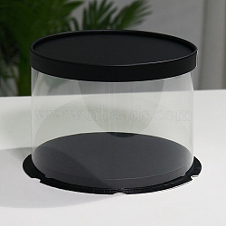 Clear Plastic Tall Cake Boxes, Bakery Cake Box Container, Column with Lids Suitable for 12 Inch Single Layer Cake, Black, 340x180mm(BAKE-PW0001-453A-Q-04)