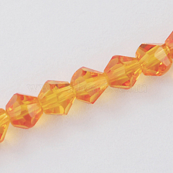 Imitation Austrian Crystal 5301 Bicone Beads, Faceted Glass Beads Strands, Orange, 6x6mm, Hole: 1.2mm, about 47~48pcs/strand, 10.24 inch~10.43 inch(26~26.5cm)(GLAA-S026-6mm-12)