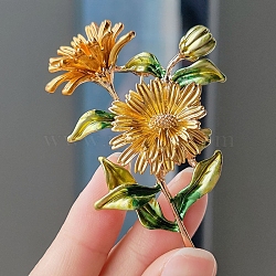 Daisy Enamel Pins, Alloy Brooch for Backpack Clothes, Gold, 65x45mm(PW-WG5C28D-03)