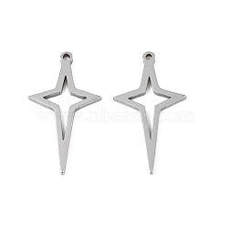 Non-Tarnish 304 Stainless Steel Pendants, Star, Stainless Steel Color, 21.5x11.5x1mm, Hole: 1mm(STAS-N095-099)