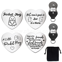 1 Set Love Theme Flat Round Double-Sided Engraved Stainless Steel Commemorative Decision Maker Coin, with 1Pc Velvet Cloth Drawstring Bags, Word, 25x2mm(AJEW-GL0001-61I)