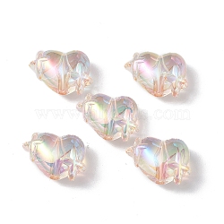 Transparent Acrylic Beads, AB Color Plated, Heart with Star, Bisque, 14.5x19.5x10mm, Hole: 2mm(OACR-B005-01B)