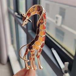 Alloy Enamel Brooches, Giraffe, Orange, 112x40mm(PW-WG55BBD-02)