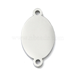 304 Stainless Steel Connector Charms, Mirror Polished Finish, Stamping Blank Tag, Non-Tarnish, Oval, 24.5x13.5x2mm, Hole: 1.8mm(STAS-F336-07B-P)