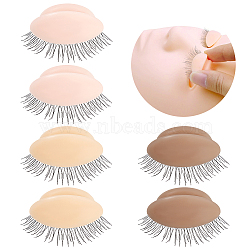 6 Pairs 3 Colors Silicone Replacement Eyelids For Mannequin Head Eyelids, with Lashes for Lash Practice Eyelash Extensions, Mixed Color, 1.4x2.5x1.3cm, 2 pairs/color(MRMJ-GA0001-20)