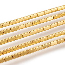 Electroplated Non-magnetic Synthetic Hematite Beads Strands, Long-Lasting Plated, Triangular Prism, Golden Plated, 5x3mm, Hole: 1mm, about 80pcs/strand, 16.22 inch(41.2cm)(G-M359-07G)