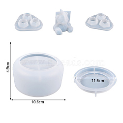 DIY Silicone Bear Storage Box Molds, Resin Casting Molds, for UV Resin, Epoxy Resin Craft Making, White, 49x106~116mm(BEAR-PW0001-53A)