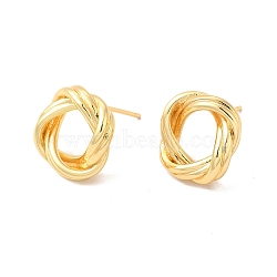 Rack Plating Brass Hollow Out Round Knot Stud Earrings for Women, Lead Free & Cadmium Free, Real 18K Gold Plated, 15.5mm, Pin: 0.8mm(EJEW-F308-03G)