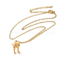 Dinosaur Brass Pendant Necklaces, 304 Stainless Steel Cable Chain Necklaces for Women, Golden, 15.91 inch(40.4cm)(NJEW-B114-01G-03)