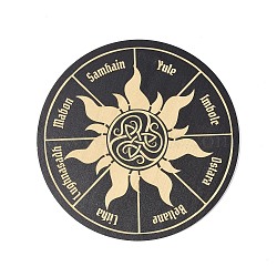 Wooden Carved Cup Mats, Heat Resistant Pot Mats, Tarot Theme Pendulum Board, for Home Kitchen, Flat Round, Sun Pattern, 150x3mm(AJEW-L089-01A-01)