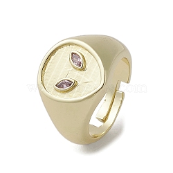 Brass with Cubic Zirconia Adjustable Rings, Teardrop, Real 18K Gold Plated, Inner Diameter: 18.2mm(RJEW-K257-74G)