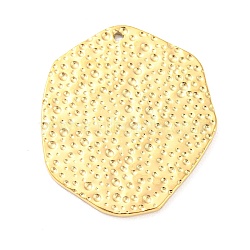 304 Stainless Steel Pendants, Textured, Flat Round Charm, Real 18K Gold Plated, 32x27x1.5mm, Hole: 1.4mm(STAS-I202-32G)