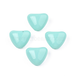 Opaque Acrylic Beads, Heart, Turquoise, 11x13x7mm, Hole: 1.6mm, about 900pcs/500g(MACR-N009-008B)