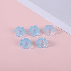 Glass Beads, Lily Flower, Light Sky Blue, 12x8mm, Hole: 1.4mm(GLAA-YW0003-37G)