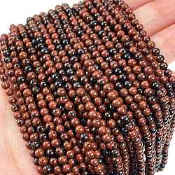 Natural Mahogany Obsidian Beads Strands, Grade A, Round, 3mm, Hole: 0.5mm, about 136pcs/strand, 15.87''(40.3cm)(G-N0189-02-3mm-A)
