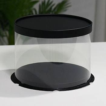 Clear Plastic Tall Cake Boxes, Bakery Cake Box Container, Column with Lids Suitable for 12 Inch Single Layer Cake, Black, 340x180mm