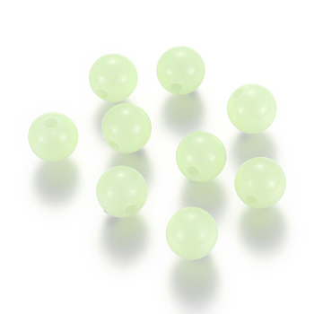 Luminous Acrylic Round Beads, Pale Green, 6mm, Hole: 1.5mm