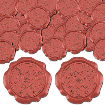 50Pcs Adhesive Wax Seal Stickers, Envelope Seal Decoration, For Craft Scrapbook DIY Gift, Dark Red, Word, 30mm