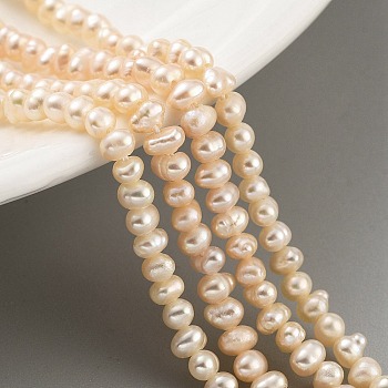 Natural Cultured Freshwater Pearl Beads Strands, Potato, Moccasin, 2.5~3mm, Hole: 0.5mm, about 82~83pcs/strand, 7.09 inch(18cm)