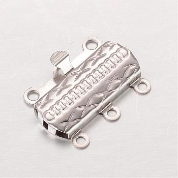Rectangle 304 Stainless Steel Box Clasps, Stainless Steel Color, 19.5x14x2.8mm, Hole: 1.3~1.6mm