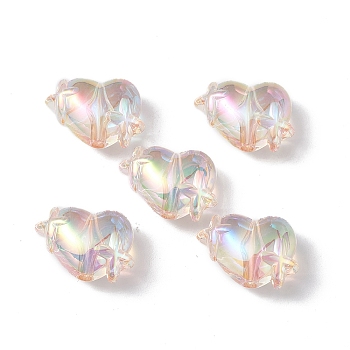 Transparent Acrylic Beads, AB Color Plated, Heart with Star, Bisque, 14.5x19.5x10mm, Hole: 2mm
