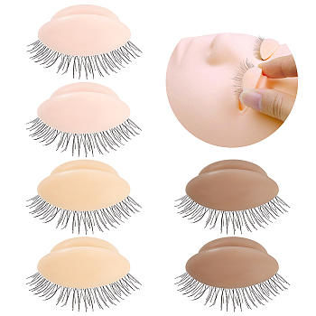 6 Pairs 3 Colors Silicone Replacement Eyelids For Mannequin Head Eyelids, with Lashes for Lash Practice Eyelash Extensions, Mixed Color, 1.4x2.5x1.3cm, 2 pairs/color