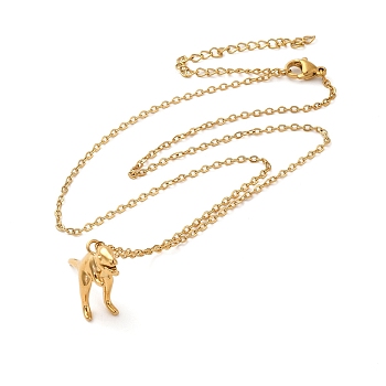 Dinosaur Brass Pendant Necklaces, 304 Stainless Steel Cable Chain Necklaces for Women, Golden, 15.91 inch(40.4cm)