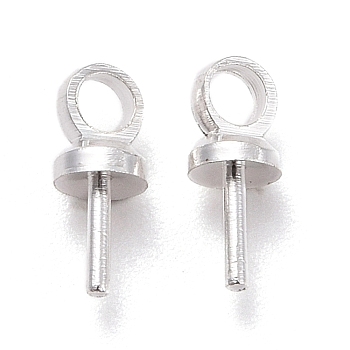 Brass Cup Peg Bails Pendants, For Half Drilled Bead, Silver, 7x3mm, Hole: 1.5mm, Pin: 0.5mm, 100pcs/bag