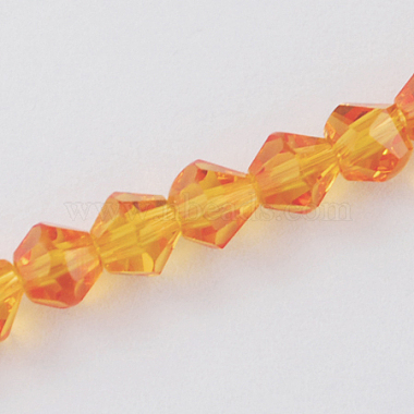 6mm Orange Bicone Glass Beads