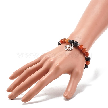 Round Natural Mixed Gemstone Beads Stretch Bracelet(BJEW-JB06966)-5