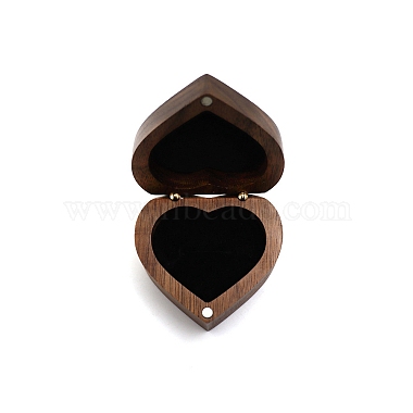 Black Heart Wood Ring Boxes
