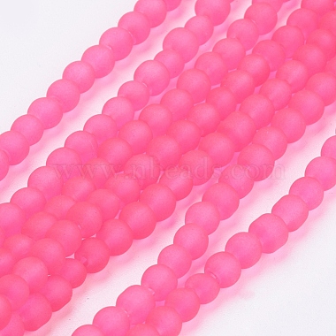 4mm DeepPink Round Glass Beads