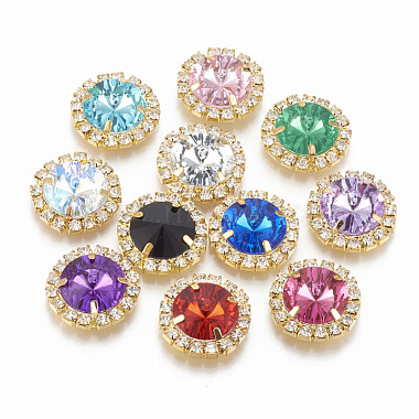 25mm Golden Mixed Color Flat Round Acrylic Rhinestone Cabochons